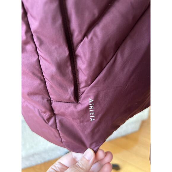 Athleta Downtown Burgundy Red Down Filled Zip Up Puffer Jacket - Picture 6 of 11